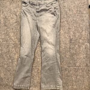 7 For All Mankind Women Dojo Jeans 34 Flared Mid Rise Stretch Gray Denim